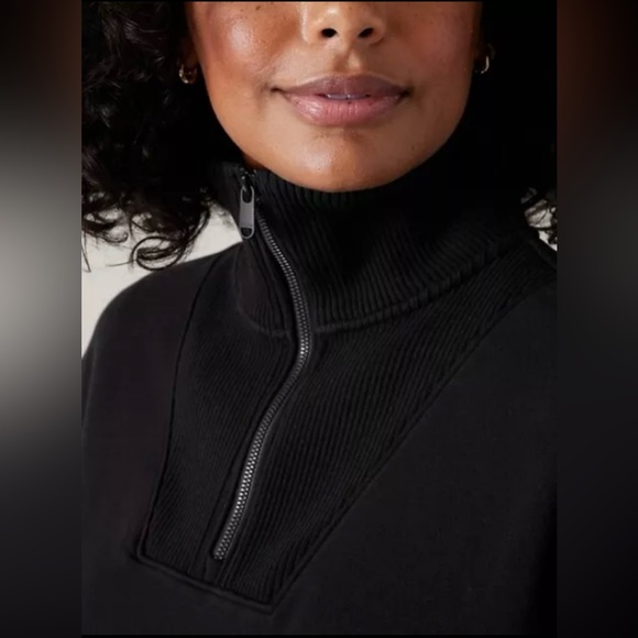 Athleta Retroplush Revive Half Zip Sweatshirt // Black - Picture 4 of 5